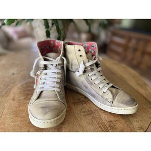 Le Crown Handmade in Italy Distressed Leather Convertible High Low Sneakers 37